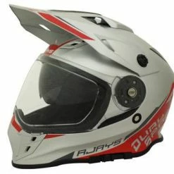 Budget 😉 Rjays Dakar II Gloss Silver Red Helmet - Red - X-Small - Adult 😉